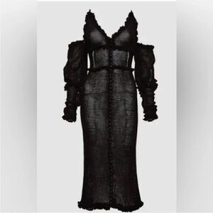 NWT Magda Butrym Black Long Sleeve crochet Dress, XS